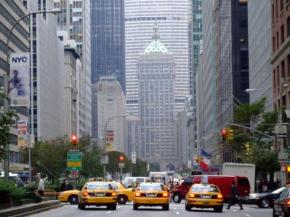 Taxis jaunes au centre-ville de New York